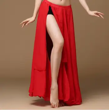 Raudona Pilvo Šokio Ilgas Sijonas Rytietiškų Šokių Kostiumas Skirs Moterims Šifono 720 Laipsniu Garsiausių Sijonai