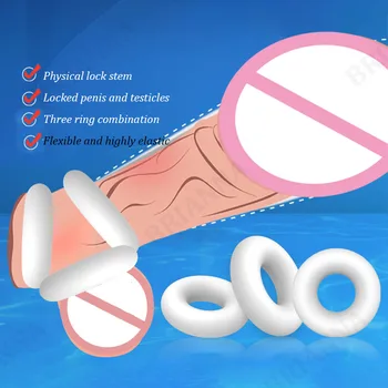 Vyras sekso žaislai gaidys žiedas 3 gabalus elastinga TPE varpos žiedas nustatyti klasikiniai skaidrūs erekcijos žiedas patobulintas uždelsta ejakuliacija