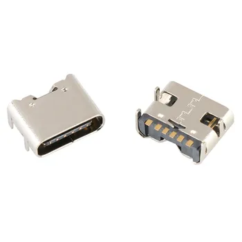 10vnt/daug C Tipo 6 Pin USB SMT Lizdas, Jungtis USB 3.1 Tipas-C Moterų Įdarbinimo SMD CINKAVIMAS, Skirtas PCB dizainas 
