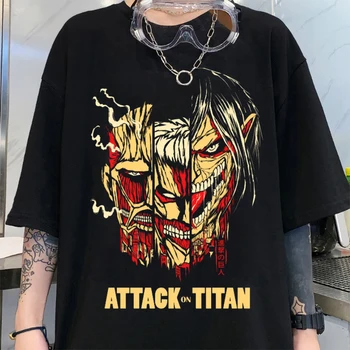 Išpuolis Titan Anime Goth Plius Dydis Vyrų, Moterų Drabužiai Grafinis T Marškinėliai Gotikos Drabužių trumpomis Rankovėmis Marškinėliai Moteriški Viršūnes Anime
