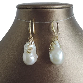 100% pobūdžio gėlavandenių perlų auskarai AA baroko Perlas,15-25 mm big baroko perlo auskaru