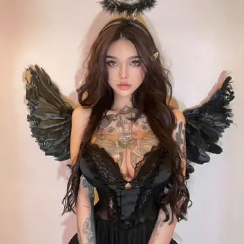 Hot Sexy Apranga Cosplay/ Seksualus Helovinas Angel Dress Rinkinys Su Halo Ir kūdikių sparnus Išgalvotas Prabanga Nightdress Moteris,Kūdikis Kostiumas