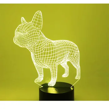 3D LED Nakties Šviesos Buldogas Šuo, su 7 Spalvų Šviesos Namų Puošybai Lempos Nuostabi Vizualizacijos Optinė Iliuzija Nuostabus