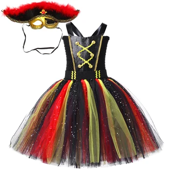 Sparkly Piratų Halloween Kostiumai Mergaitėms Karnavalas Šalies Tutu Suknelė Vaikams Princess Gimtadienio Apranga Vaikams Cosplay Drabužiai
