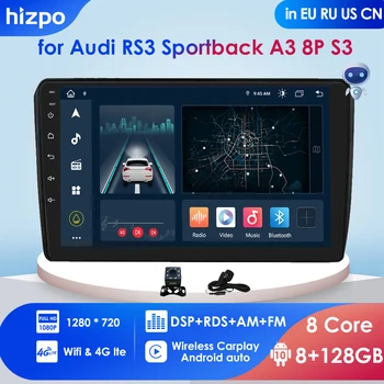 Carplay Auto 2Din Android Automobilio Radijo, GPS AUDI A3 8P S3 2003-2012 RS3 Sportback Navigacijos, Multimedijos SWC FM AM RDS DTV Cam-in