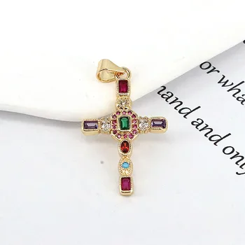 10vnt, Bohemia Derliaus Aukso Spalvos Rainbow Crystal Cirkonis Kryžiaus už Moterų Asmenybės 