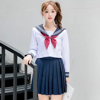 Karinio jūrų laivyno Plus Size Mokyklos Vienodos Naujas Japonų Moksleivė Uniformas Naujovė Moterų Cosplay Kostiumų Studentų JK Uniformos