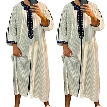 Islamo Apranga Vyrams Drabužius, Kaftan Musulmonų Vyras Maroko Atsitiktinis Ilga Suknelė Arabų Dryžuotas Chalatas, Artimųjų Rytų Nacionalinis Kostiumas