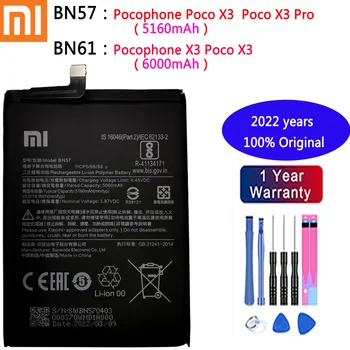 2022 Metų Xiao mi Originalios Telefonų Baterijos BN57 BN61 Už Xiaomi Pocophone X3 POCO X3 / X3 Pro Aukštos Kokybės Baterijų + Įrankiai