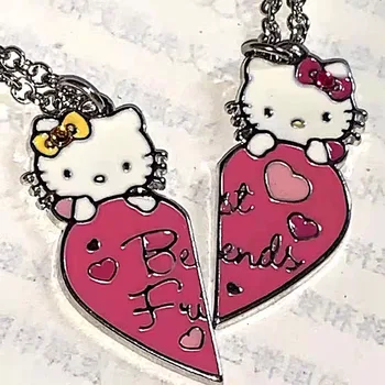 Kawaii Sanrio Hello Kitty Karoliai Mielas Pora Draugu Pliušinis Lydinio Pakabukas Priedai Anime Mergaičių Žaislai, Papuošalai Kalėdų Dovana