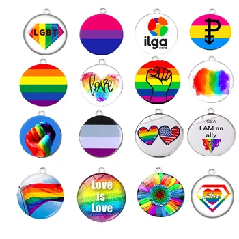 10VNT LGBT Sidabro Pakabukai Papuošalai Priėmimo 18MM Nerūdijančio Plieno, Gėjų, Lesbiečių Paradus Žavesio Karolius, 