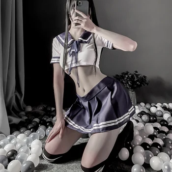Japonijos Moksleivė Vienodas Cosplay Seksualus Vaidmuo Žaisti Kostiumai Egzotiškų Drabužių Lolita Studentų Erotiniai Drabužiai Mielas Mini Sijonas Kostiumas