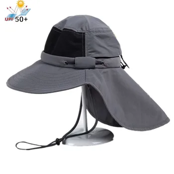 Lauke Saulės Skrybėlę UPF 50+ Platus Kraštų Žvejybos Skrybėlę su Kaklo Atvartu Kvėpuojantis Boonie Hat Kibirą Bžūp