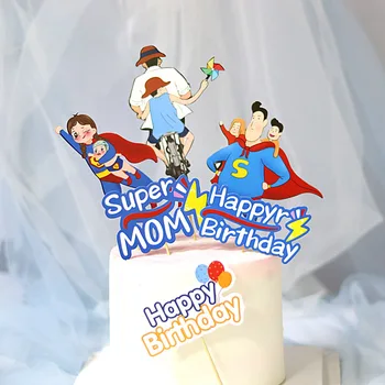 Pyragas Apdaila Laimingas Tėvo Diena, Motinos Diena Tortas Toppers Super Mama, Super Tėtis Cupcake Gimtadienio Tortas Toppers Desertas Rėžtuvės