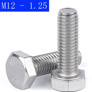 M12 - 1.25 ( 12mm ) Bauda Sriegiu, 304 Nerūdijančio Plieno, Hex Dangtelio Varžtas / Varžtas DIN 933 Bakstelėkite A2 - 70