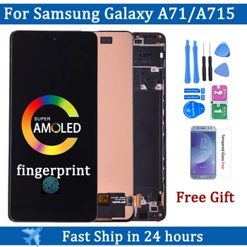 Super AMOLED Ekranas Samsung Galaxy A71 Lcd Jutiklinis Ekranas skaitmeninis keitiklis komplektuojami Su Rėmo A715 A715F A715W A715X Ekranas
