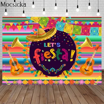 Mocsicka Meksikos Fiesta Gimtadienis Backdrops Apdailos Gėlių Spalvų juostelės Reklama Fotografijos Fono Foto Studija