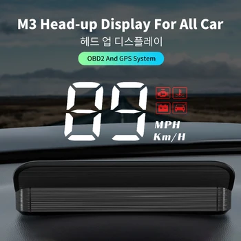 M3 HUD Automobilių Head Up Display OBD2 Spidometras Stebėti, borto Kompiuteris, priekinio Stiklo, Projektorių, Skaitmeninių Elektroninių Auto Priedai