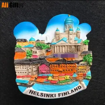 Suomija Helsinkis Turizmo Atminimo Šaldytuvas Magnetas Dervos 3D Šaldytuvas Lipdukas Kelionių Suvenyrų Virtuvės Namo Apdaila, Dekoras